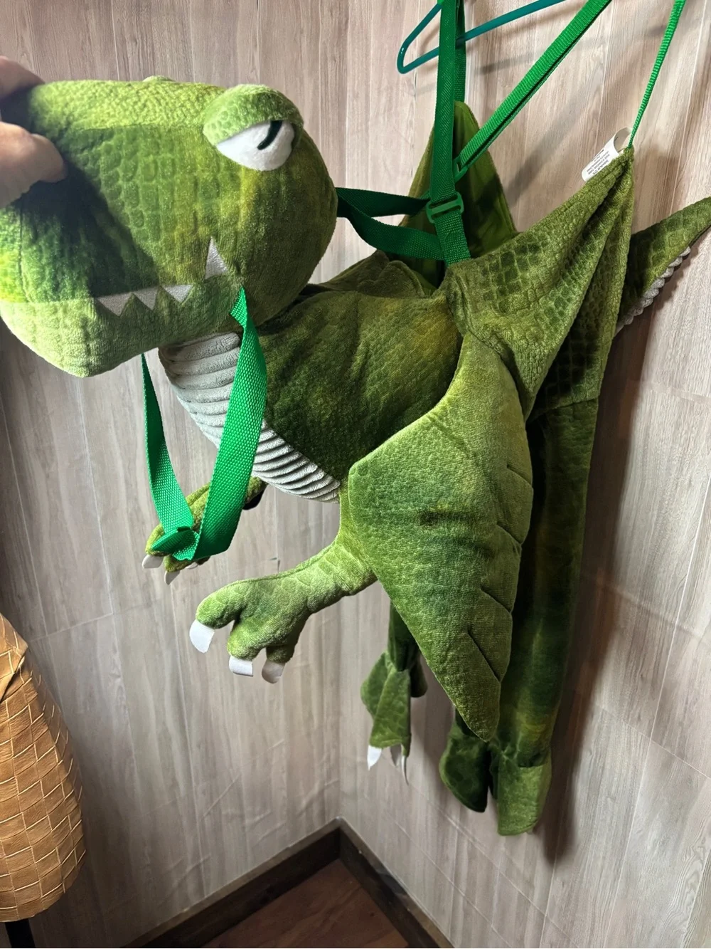 Plush Green Dinosaur Backpack Toddler 3T-4T Adjustable Soft Kids Costume